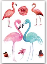 Temporary Tattoo Flamingo (A5 formaat) [Neptattoo - Tijdelijke tatoeage - Nep Fake Tattoos - Water overdraagbare festival sticker henna outfit tattoo - Glitter tattoo - Volwassenen Kinderen Jongen Meisje]