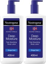 Neutrogena Deep Moisture snel absorberende bodylotion, Noorse formule, bodycrème, droge huid, 2 x 400 ml