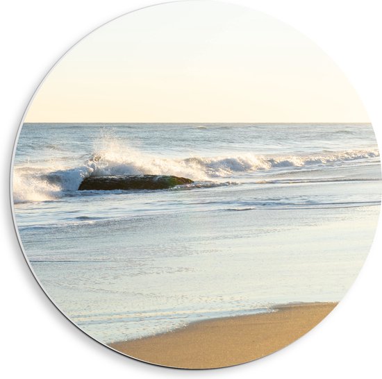 WallClassics - Plaque de mousse PVC Wall Circle - Lashing Waves on the Beach - 40x40 cm Photo sur Wall Circle (avec système d'accrochage)