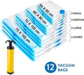 Herbruikbare Vacuum Opbergzakken Set | Vacuumzakken | Kledingzakken | Reis Koffer Vacuumeer Bags | 80% Ruimtebesparend | Onder Bed Kleding | Dekbed | Kussen | 12 Stuks Met Pomp