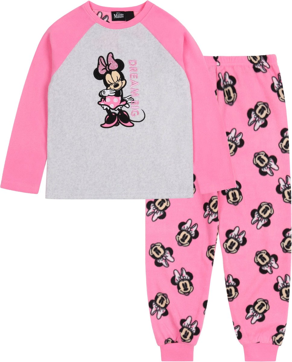 DISNEY Minnie Mouse - Roze en Grijze Pyjama voor Meisjes met Lange Mouwen / 104