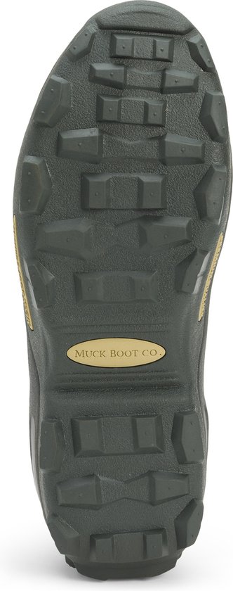 Zool van een groene Muck Boot Muckmaster laars met 'MUCK BOOT CO.' logo.