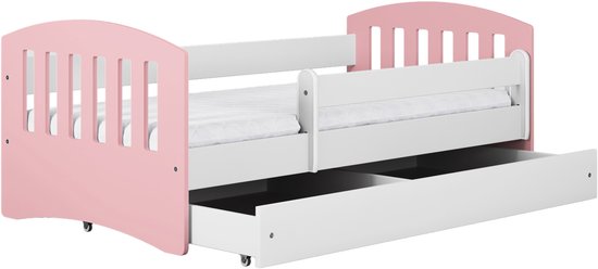 Kocot Kids - Bed classic 1 lichtroze zonder lade met matras 140/80 - Kinderbed - Roze