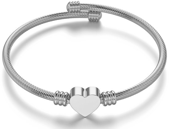 Malinsi® Armband Dames Unique Hart - Zilverkleurig RVS - Armbandjes Verstelbaar - Armbandje Vrouw