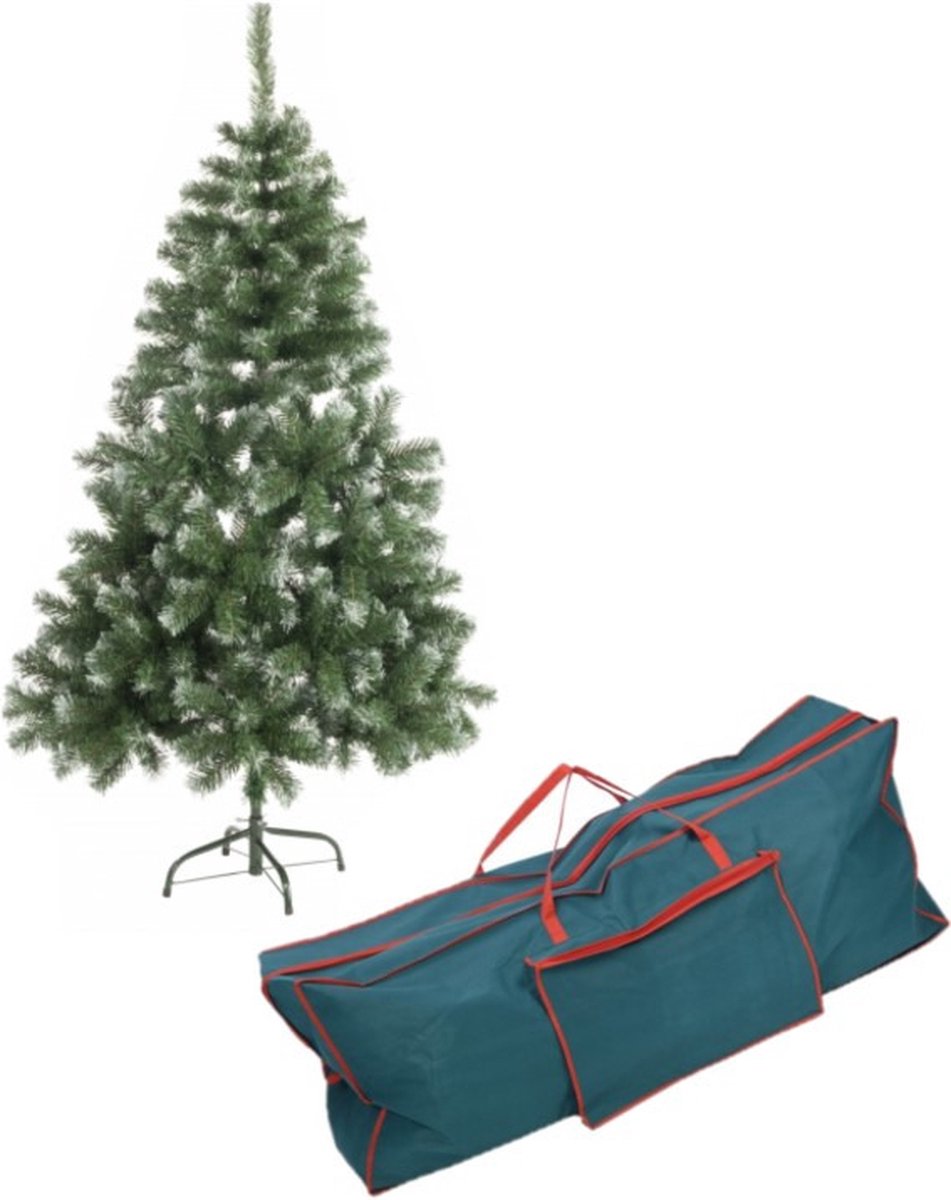 Kunst kerstboom Abies 150 cm witte punten inclusief opbergzak - Kunstbomen/kunst kerstbomen