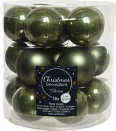 Decoris Kerstballen - 18 stuks - glas - mos groen - 4 cm
