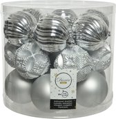 Decoris Kerstballen - 20 stuks - kunststof - mix zilver - 8 cm
