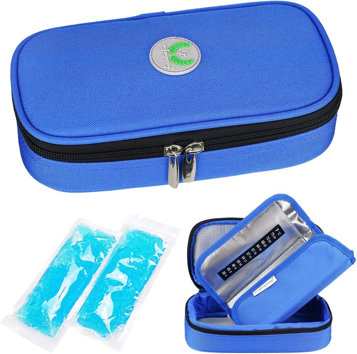 Vacuum Geïsoleerde Roestvrijstalen Tas OVAKIA Insuline Koeltas - Draagbare Medicijnkoeler Voor Reizen, Marine Kleur, Incl. Biogel Ijszak Medicijn Koeler Voor Reizen