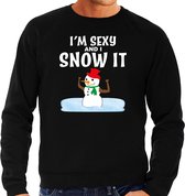 Bellatio Decorations Foute humor Kersttrui sexy sneeuwpop - sweater zwart - heren L