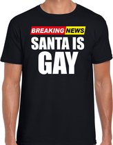 Bellatio Decorations Foute humor Kerst t-shirt - breaking news gay - heren - zwart M
