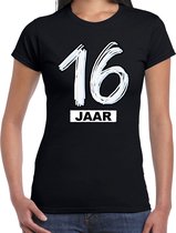 Bellatio Decorations 16 jaar verjaardag cadeau t-shirt zwart - dames XS