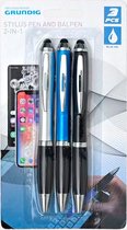 2-in-1-stylus en balpen | Stylus pen | Balpen | 3 pennen met blauwe inkt | Tablet pen