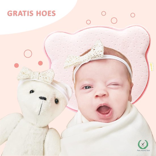 OREILLER ERGONOMIQUE POUR BÉBÉ EN ROSE 