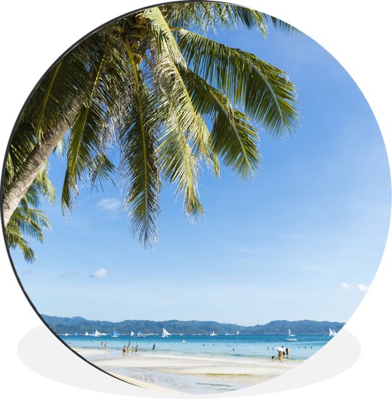 Palmiers sur la plage de Boracay Wall cercle aluminium ⌀ 90 cm - impression photo sur cercle mural / cercle vivant / cercle jardin (décoration murale)