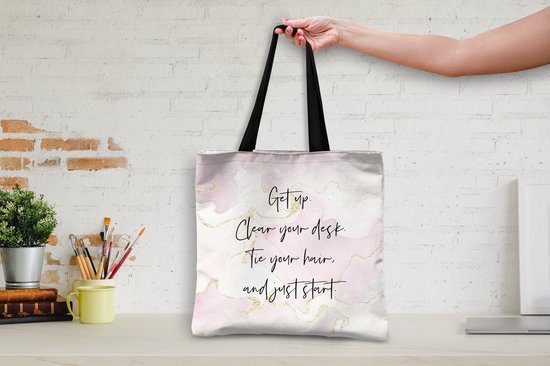 Sac Bandoulière - Sac De Plage - Shopper Étudiants - Citations - Motivation - Marbre - 45x45 cm - Sac Coton