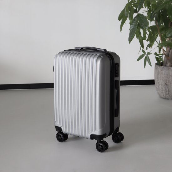 Handbagage koffer 55cm zilver 4 wielen trolley met pin slot reiskoffer | bol .com