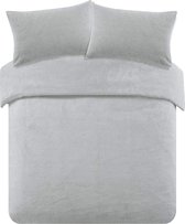 Super zacht Teddy fleece dekbedovertrek - grijs - 2 kanten teddy - 1-persoons (140x220 + 60x70cm)