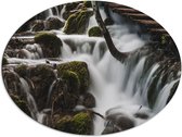 WallClassics - Dibond Ovaal - Watervallen onder de Brug - 80x60 cm Foto op Ovaal (Met Ophangsysteem)