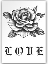 GlittersXL - Temporary Tattoo Bloem Love (11x8cm) [Neptattoo - Tijdelijke tatoeage - Nep Fake Tattoos - Water overdraagbare festival sticker henna outfit tattoo - Glitter tattoo - Volwassenen Kinderen Jongen Meisje]