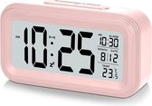 BOTC Digitale Wekker - Alarmklok - Inclusief temperatuurmeter - Met snooze en verlichtingsfunctie - Roze