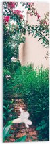 WallClassics - Acrylglas - Hangende Roze Bloemen - 30x90 cm Foto op Acrylglas (Met Ophangsysteem)