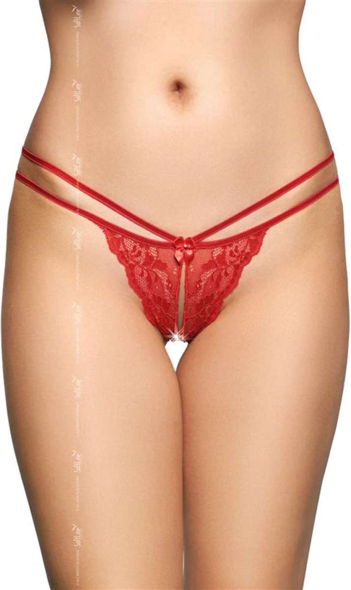 SoftLine sexy string, open kruis, rood S/M