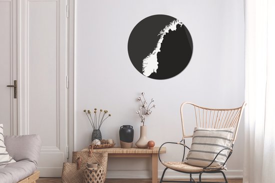 Illustration de la Norvège en noir et blanc Sticker mural cercle mural 50x50 cm / cercle papier peint / cercle mural / cercle vivant - autocollant & coupe ronde