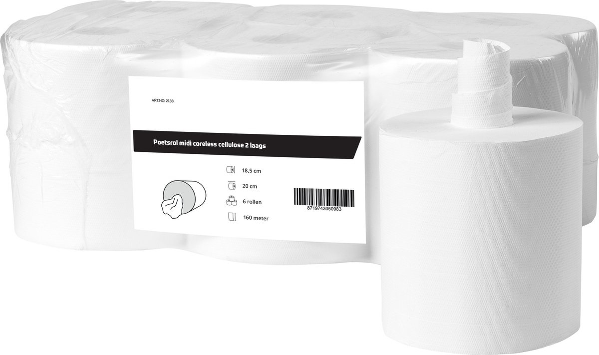 Poetsrol midi coreless cellulose 2laags