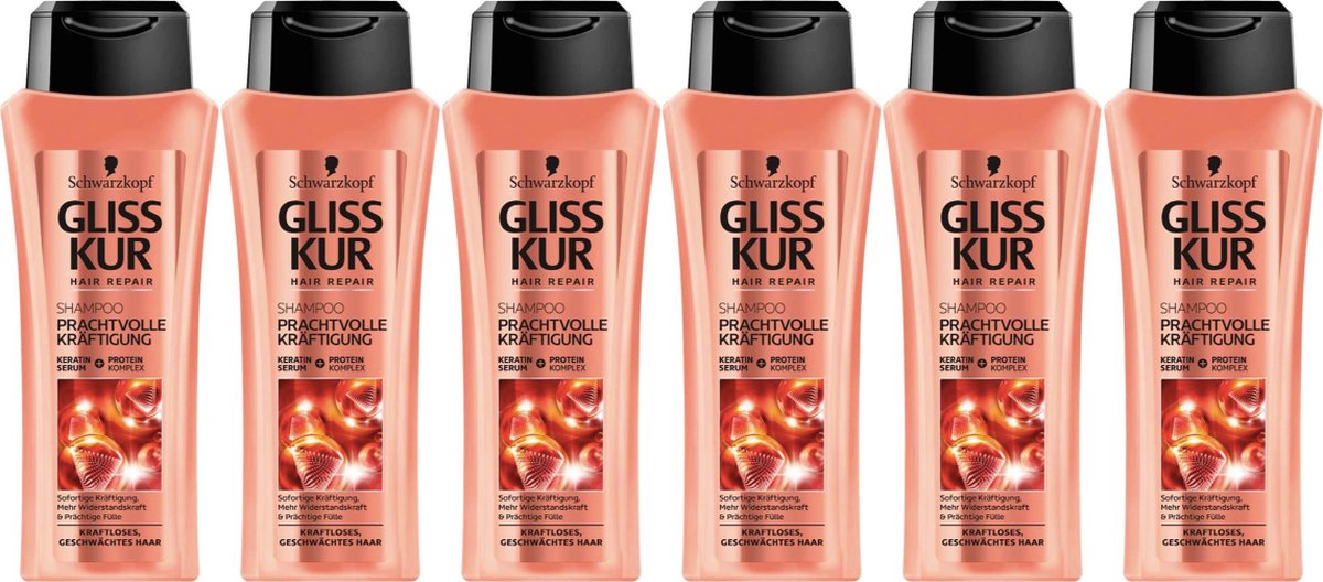 Gliss-Kur Shampoo - Magnificent Strength - 6x250ml - voordeelverpakking