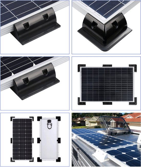 Montageset - Montagebeugel - voor Zonnepaneel - zonnemodulehouder - voor camper, jacht, camper, caravankap - zwart van Merkloos — afbeelding 5