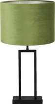 Light & Living Tafellamp Shiva/Velours - Zwart/Olive Green - Ø30x62cm -