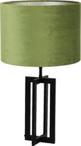 Light & Living Tafellamp Mace/Velours - Zwart/Olijf groen - Ø30x56cm -