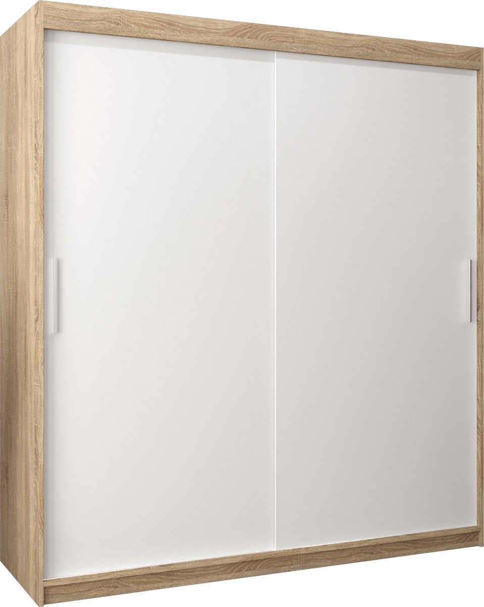 InspireMe - Kledingkast met 2 schuifdeuren, Modern-stijl, Kledingkast met planken (BxHxD):