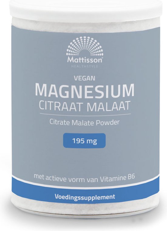 Foto: Mattisson magnesium citraat malaat poeder 195 mg 13 elementair magnesium 125 gram