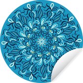 Motif carré avec un mandala sur fond bleu Sticker papier peint cercle mural - 100x100 cm - peinture ronde - cercle papier peint - cercle mural - cercle vivant - autocollant & découpe ronde