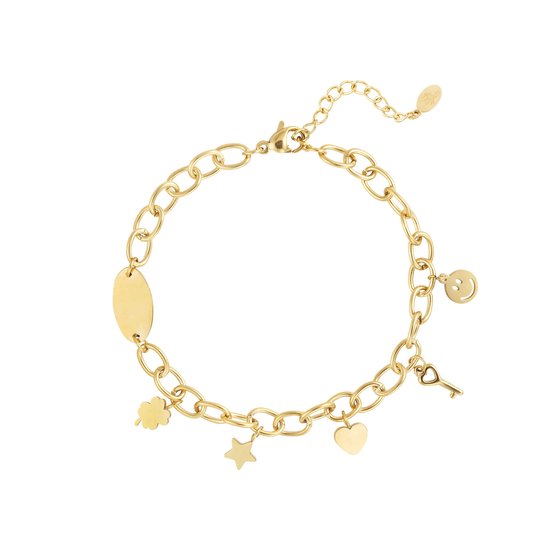 Yehwang - bedel armband - hartje - sterretje - goud - roestvrijstaal
