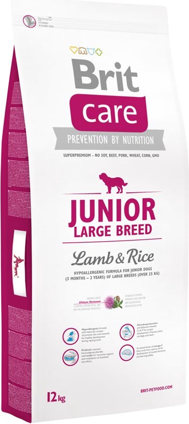 Brit Care hypo-allergeen Junior - large breed Lam en Rijst -12kg