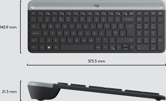 Logitech MK470 Slim Combo - Draadloos toetsenbord en muis - QWERTY - Zwart  | bol.com