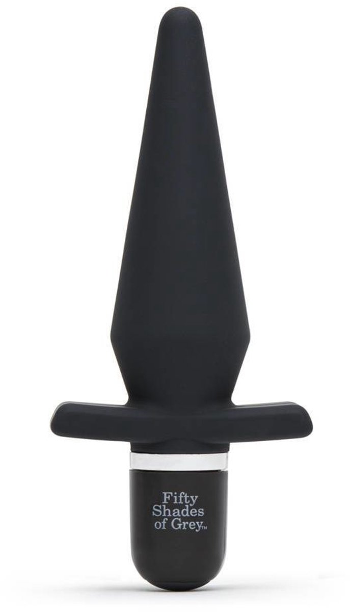 Goedkoopste Fifty Shades Siliconen Vibrating Buttplug - Zwart