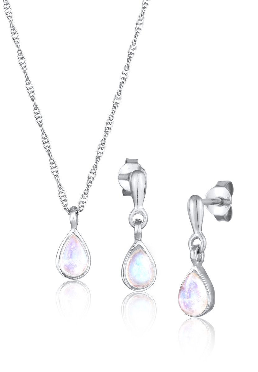 Elli PREMIUM - Sieraden Set - Dames Drop Hanger Elegante Set Oor Hanger med Maansteen in 925 Sterling Zilver - Dames
