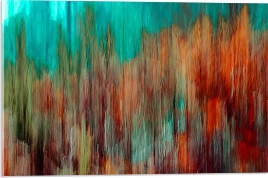 WallClassics - Acrylglas - Blauw/Oranje Verfvegen - 60x40 cm Foto op Acrylglas (Wanddecoratie op Acrylaat)