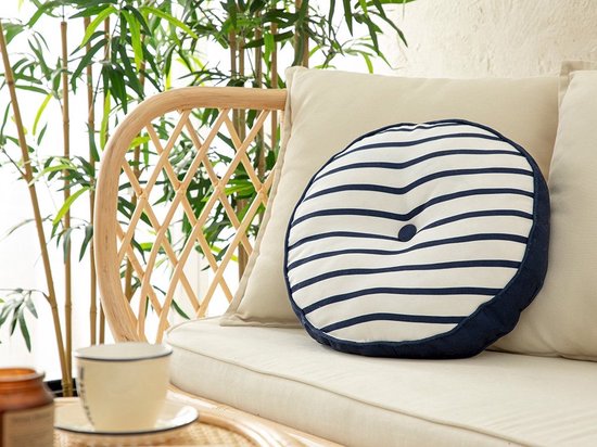 ENGLISH HOME Sea Sierkussen Decoratief Kussen Cushion 40 cm Wit – Indigo