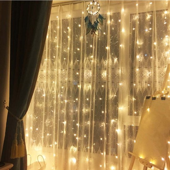 Guirlande Rideau Rideau Lumineux USB 300 LED 3m*3m 8 Modes d'Eclairage