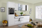 Goedkope keuken 270  cm - complete keuken met apparatuur Lorena  - Wit/Wit mat - soft close - keramische kookplaat    - afzuigkap - oven    - spoelbak