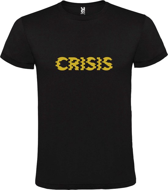 Zwart T-Shirt met “ Crisis “ tekst Goud Size XXXL