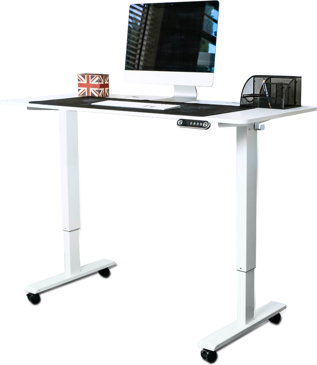 Tavaro Elektrisch Verstelbaar Bureau - Zit Sta Bureau - 120 x 60 CM - Wit - Nederlandse Handleiding - Game Bureau