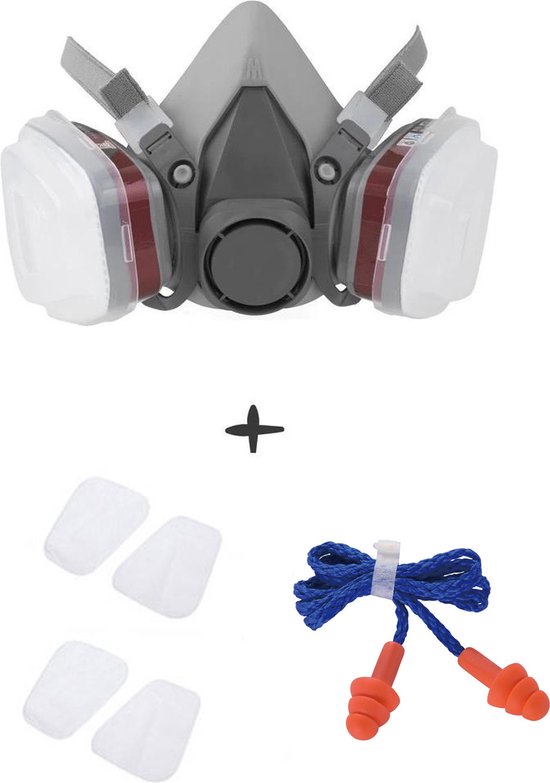 Rekx® - Halfgelaatsmasker - Gasmasker - 6200 - Met Stoffilter & Oordoppen