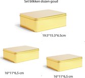 Boîte de rangement dorée - lot de 3 boîtes de rangement en étain - rectangle grande et petite taille - boîte ronde - pot à biscuits - pot à bonbons - boîte de rangement - boîte de rangement