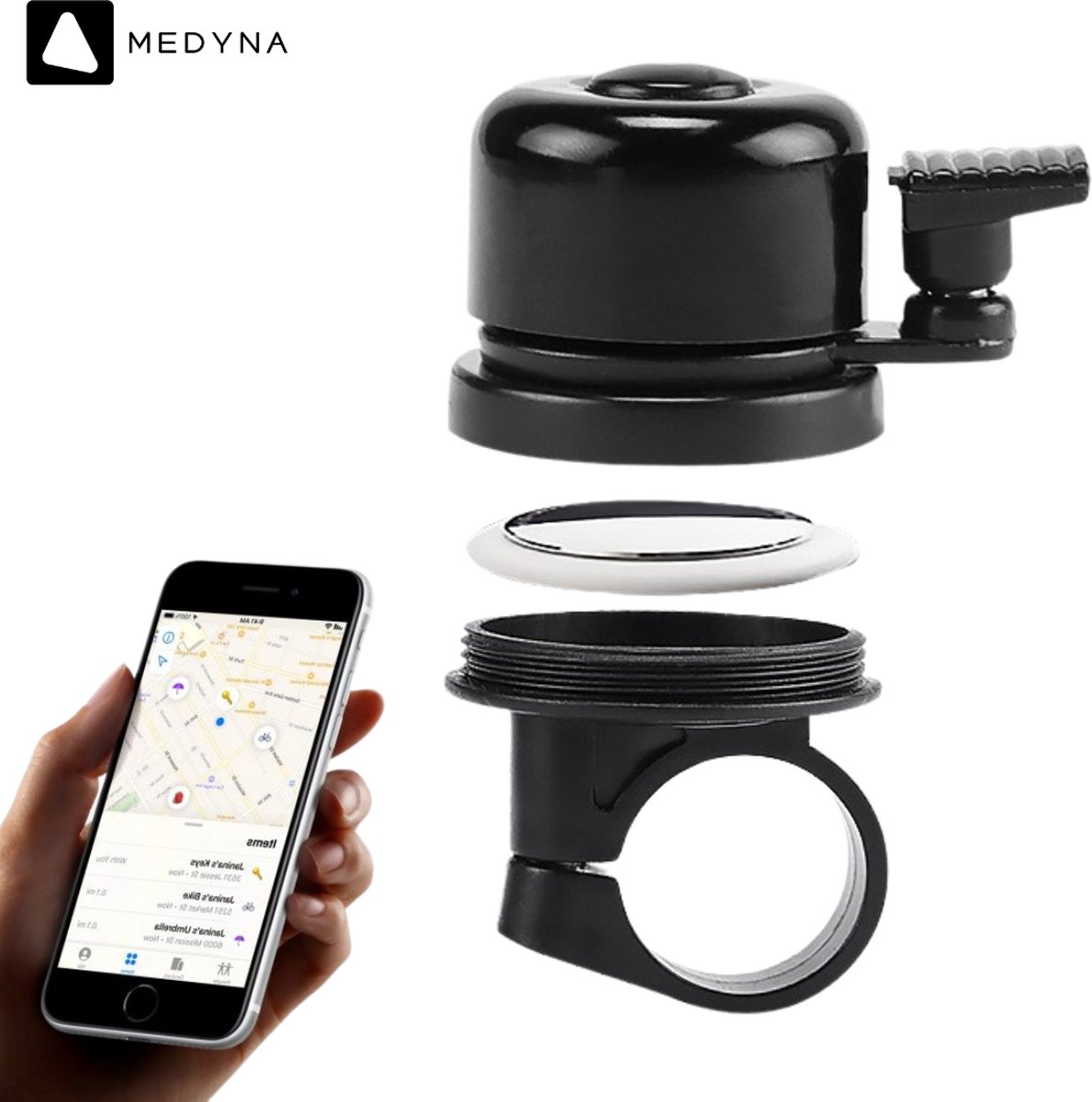 MEDYNA TrackBell Fietsbel AirTag Fiets GPS Tracker Fiets