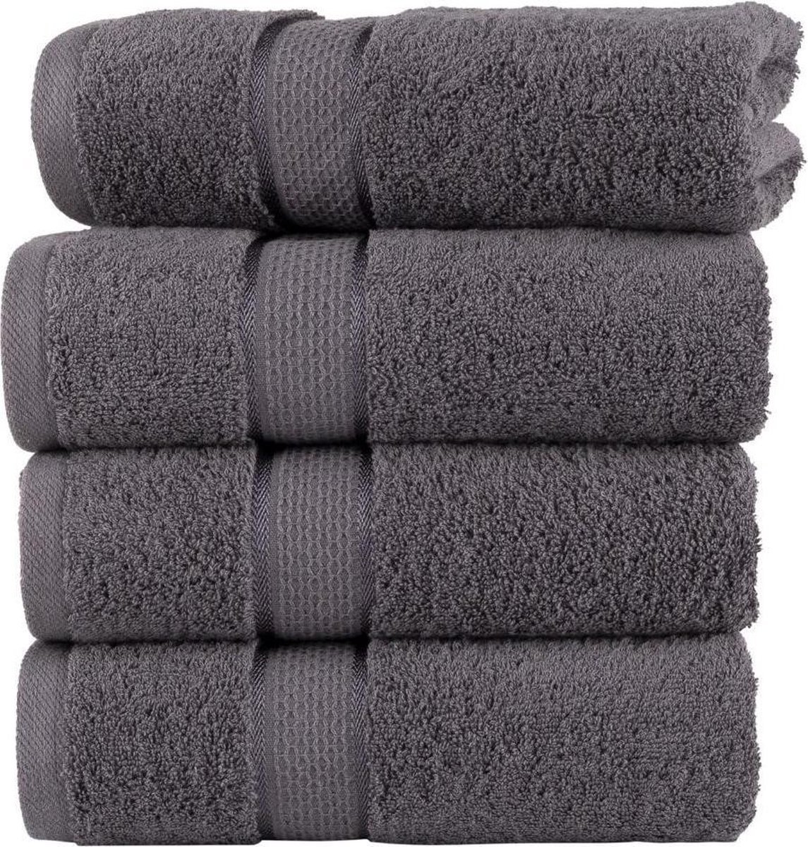 Handdoek - 4 stuks Ruche Antraciet 50x100 cm